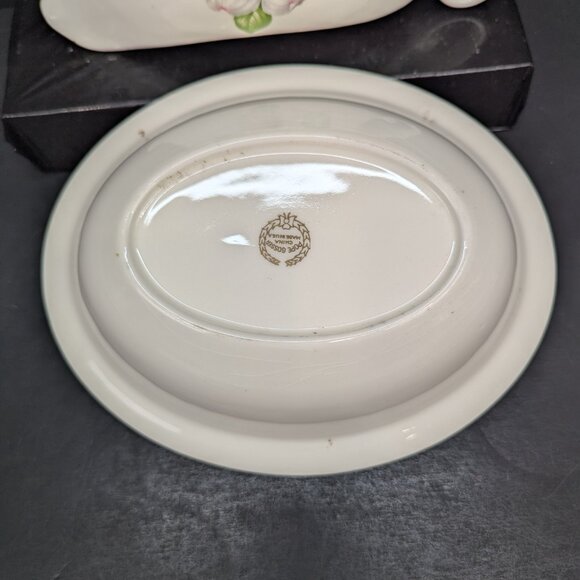 Vintage Pope Gosser China Floral Dogwood Replacement 1 Gravy Boat 1 Oval Bowl - Picture 8 of 10